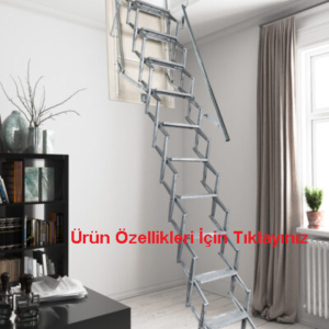 70x80 Alüminyum Basamaklı Makaslı Metal Çatı Merdiveni H:300CM