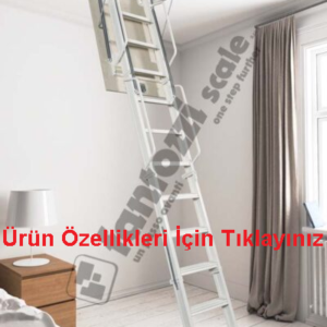 70x90 4 Katlanır Metal Çatı Merdiveni H:280CM