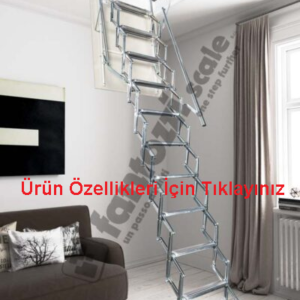 60X70 Galveniz Kaplı Makaslı Metal Çatı Merdiveni H:300CM